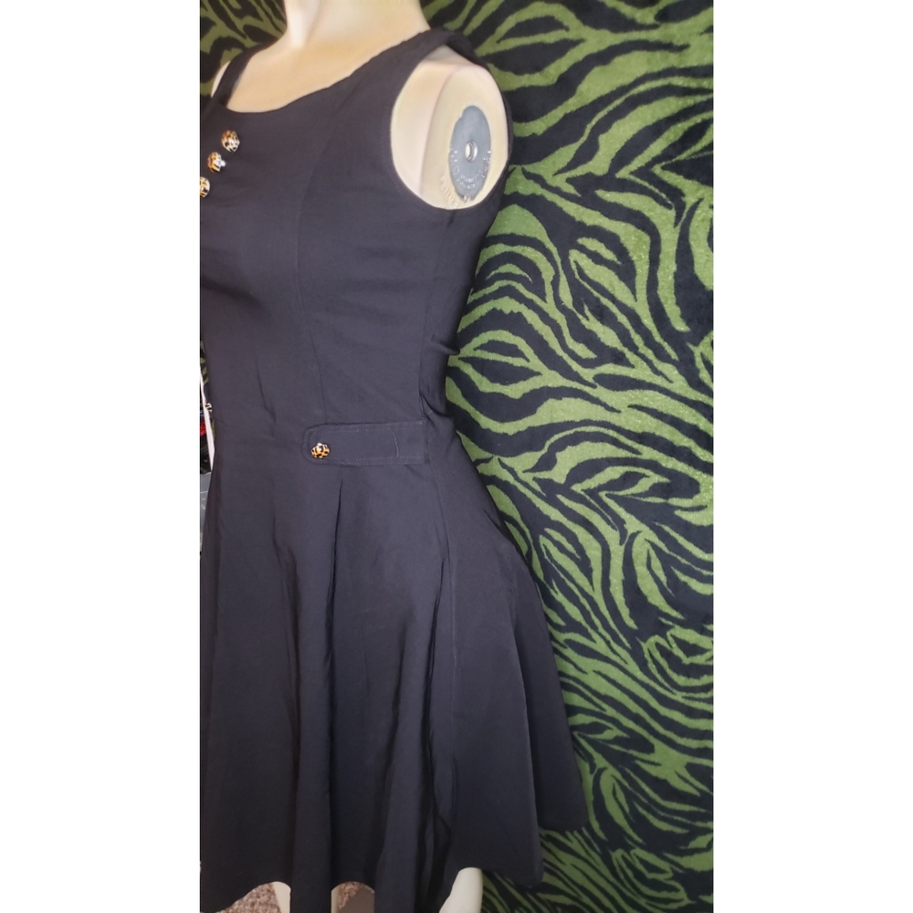 Black pin up rockabilly leopard buttons dress - Picture 4 of 8